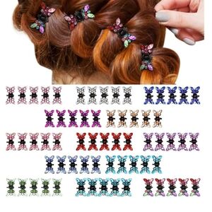Mini rhinestone hairclips / butterfly jaw clips  Base/black  Qty: 5